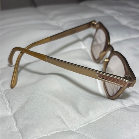 Vintage Tura Gold Cat-Eye Eyeglasses Mid-Century with Snakeskin Case - Picture 3 of 15